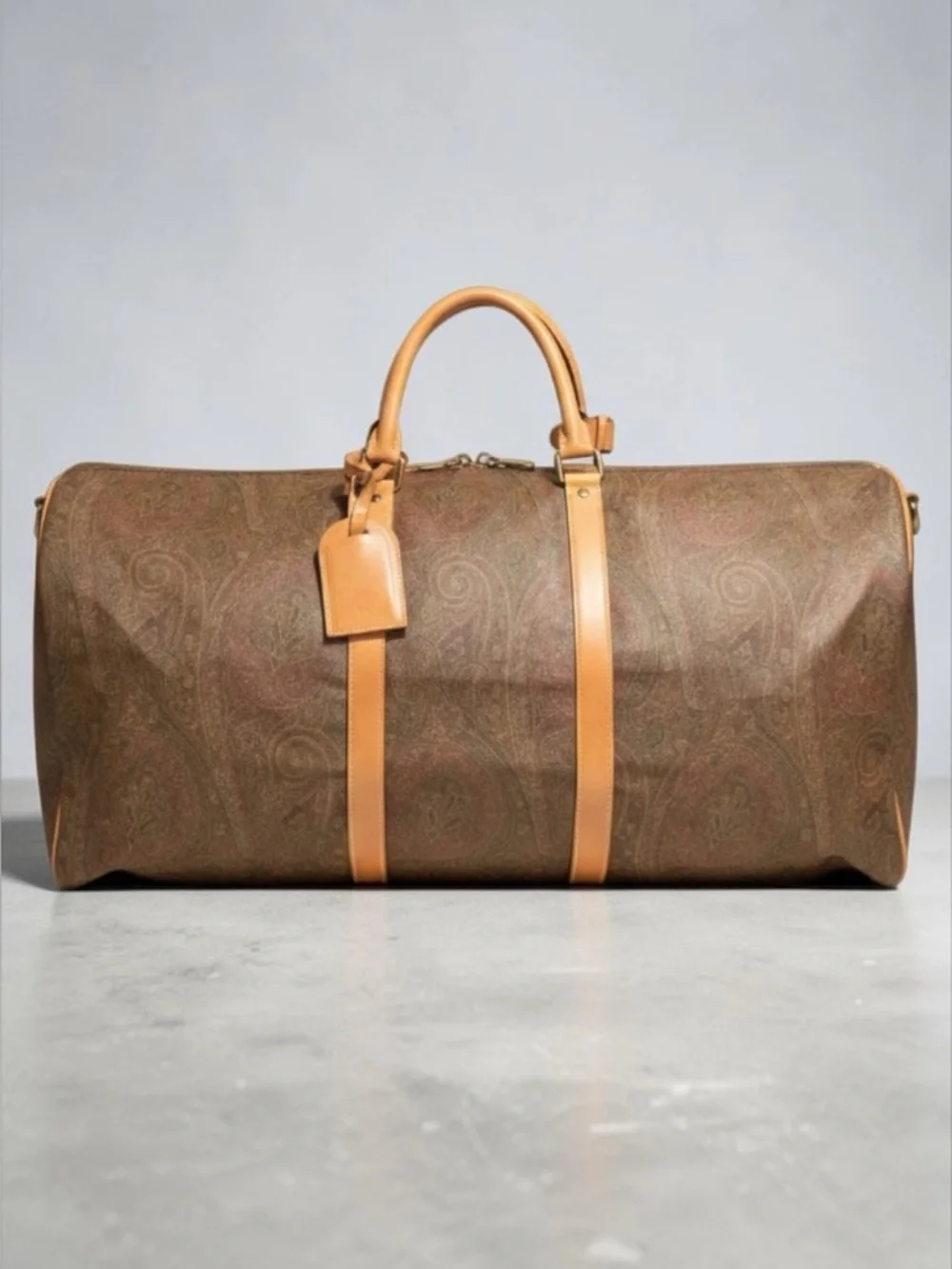Etro Milano XL Paisley Leather Weekender Travel Duffel Italy vintage